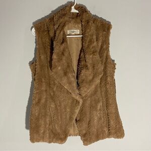 Wildflower Brown Faux-Fur Vest Size S